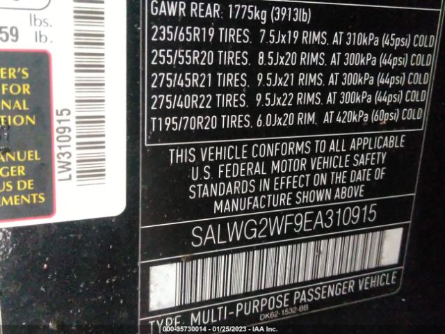 SALWG2WF9EA310915 Land Rover RANGE ROVER SPORT