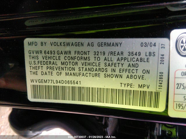 Volkswagen Touareg 2004 WVGEM77L94D065541 Image 10