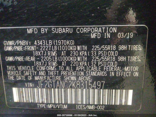 JF2GTANC2K8315497 Subaru Crosstrek Limited