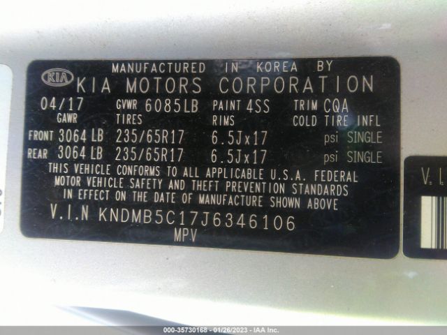 KNDMB5C17J6346106 KIA SEDONA LX