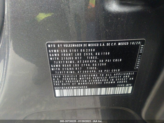 3VV1B7AXXMM024524 Volkswagen TIGUAN S