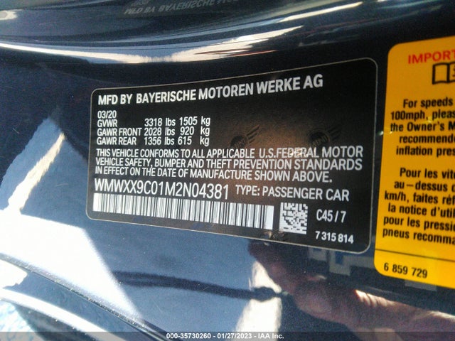 2021 Mini Cooper, VIN: WMWXX9C01M2N04381