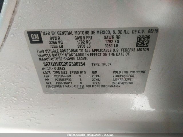 3GTU2VEC2FG396254 GMC Sierra 1500 Slt