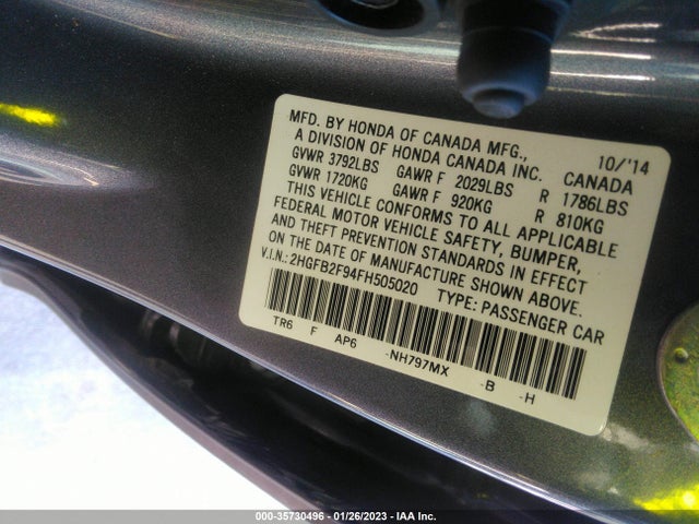 2015 HONDA CIVIC SEDAN EX-L VIN: 2HGFB2F94FH505020