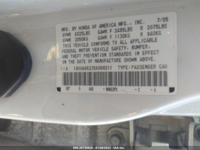 Acura TL 2005 19UUA66235A068211 Image 10