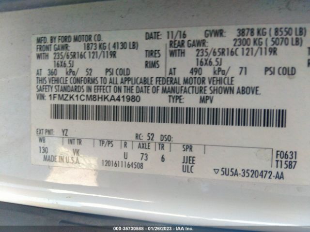 1FMZK1CM8HKA41980 Ford Transit Wagon Xl/xlt