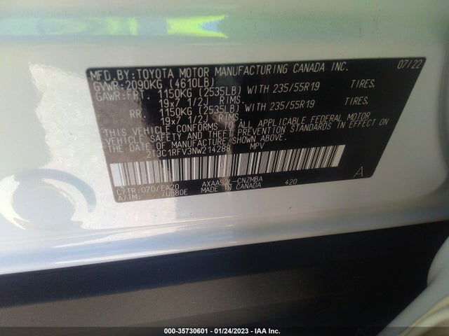 Toyota Rav4 Xle Premium 2022 2T3C1RFV3NW214288 Image 10