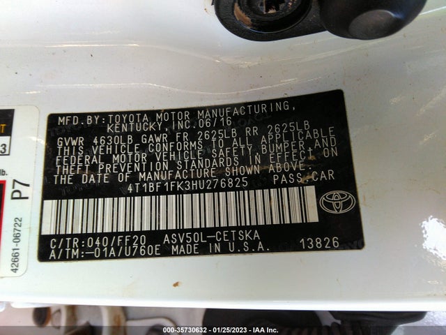 2017 Toyota Camry, VIN: 4T1BF1FK3HU276825