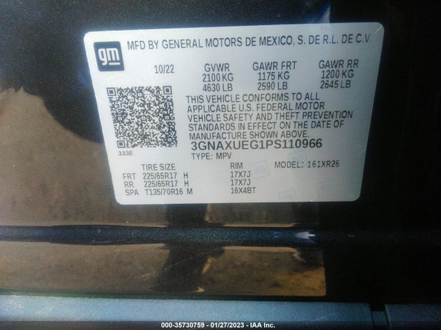 Chevrolet EQUINOX LT 2023 3GNAXUEG1PS110966 Image 9