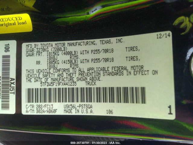 2015 Toyota Tundra, VIN: 5TFDW5F19FX441235