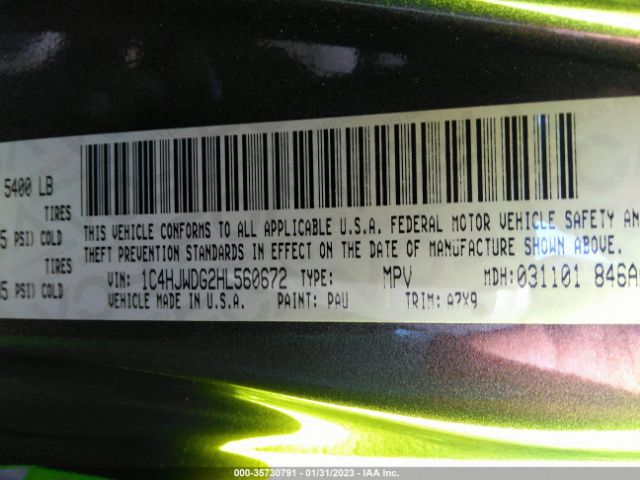 1C4HJWDG2HL560672 Jeep Wrangler Unlimited Sport