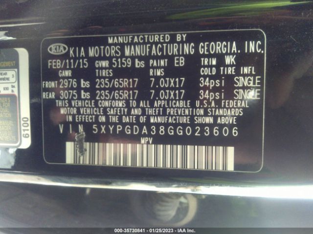5XYPGDA38GG023606 KIA SORENTO LX