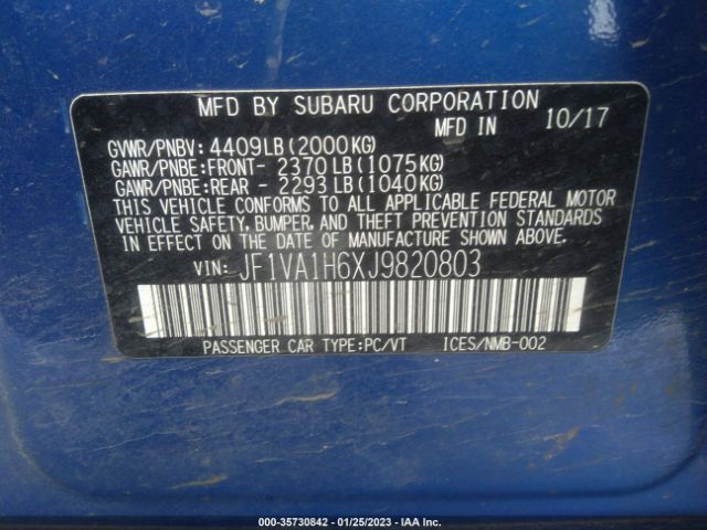 JF1VA1H6XJ9820803 Subaru Wrx Limited