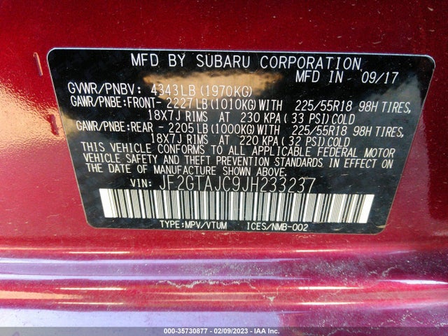 2018 Subaru Crosstrek, VIN: JF2GTAJC9JH233237