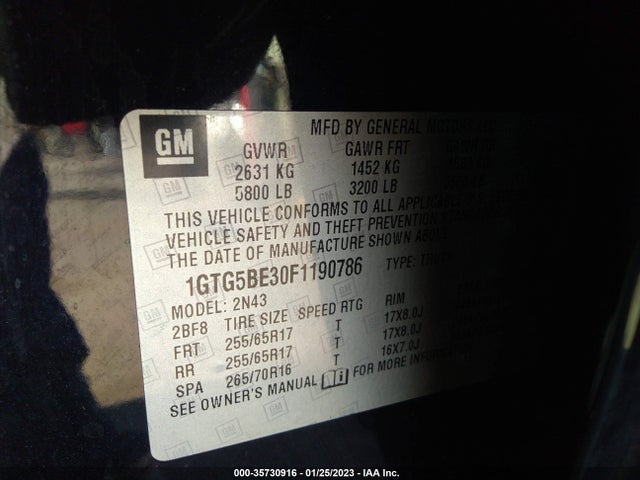 2015 GMC Canyon, VIN: 1GTG5BE30F1190786