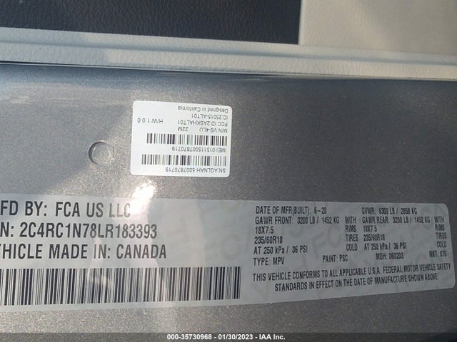 2C4RC1N78LR183393 Chrysler Pacifica Hybrid Limited