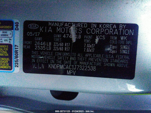 KIA Sportage 2018 KNDPMCAC1J7322538 Image 9