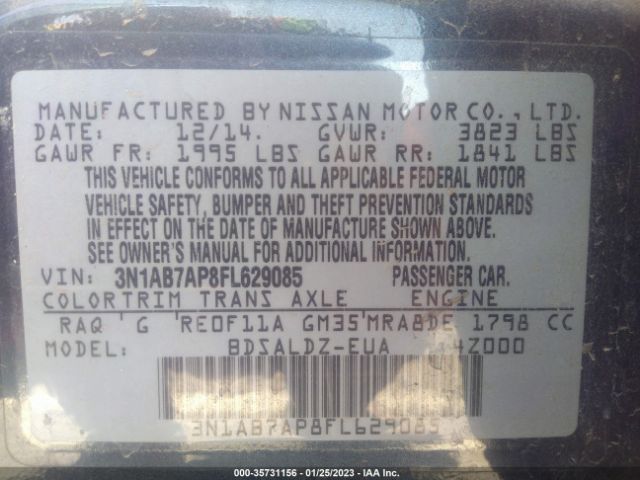 3N1AB7AP8FL629085 Nissan Sentra Sr/sl/s/sv/fe+ S