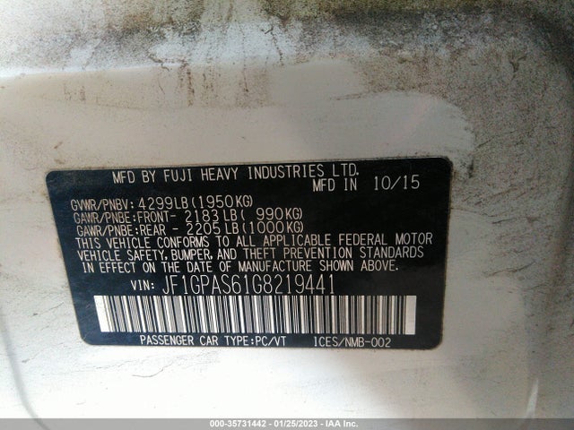 2016 Subaru Impreza, VIN: JF1GPAS61G8219441