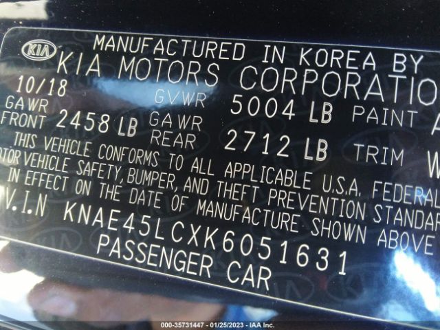 KNAE45LCXK6051631 KIA Stinger Gt1