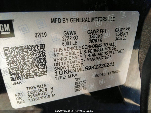 GMC ACADIA SLT 2019 1GKKNMLS9KZ235241 Image 10