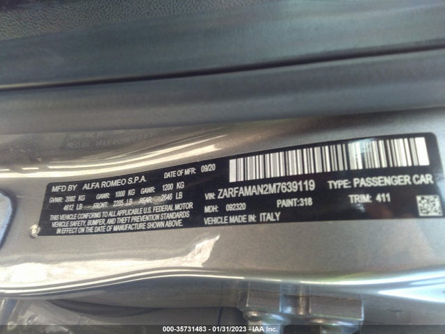 ZARFAMAN2M7639119 Alfa Romeo Giulia