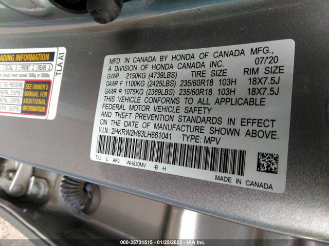 2020 Honda CR-V, VIN: 2HKRW2H83LH661041