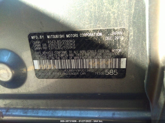 2015 Mitsubishi Lancer, VIN: JA32W5FV9FU013482