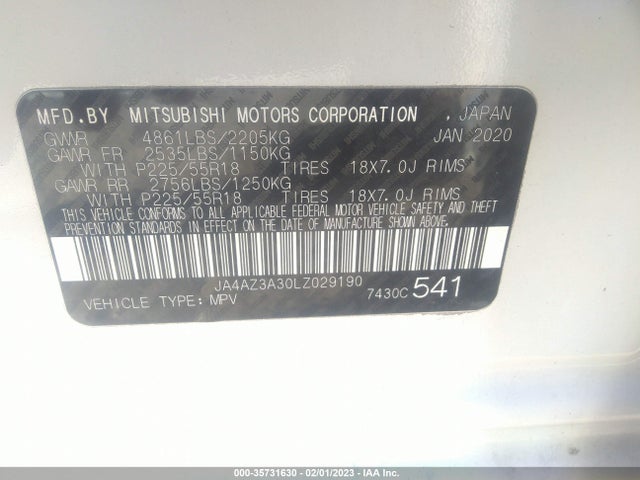 JA4AZ3A30LZ029190 Mitsubishi Outlander