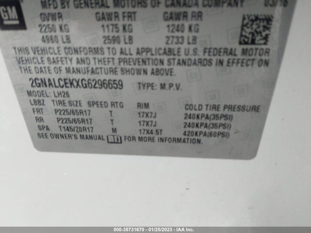 Chevrolet EQUINOX LT 2016 2GNALCEKXG6296659 Image 10