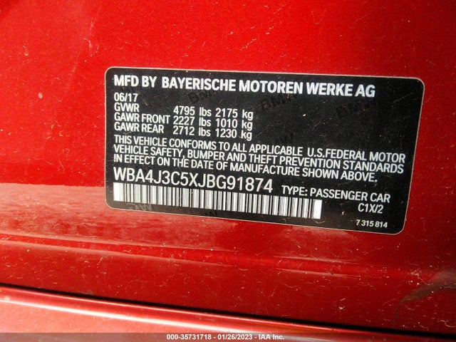 2018 BMW 4 Series, VIN: WBA4J3C5XJBG91874