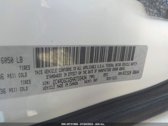 Aukcja sprzedaży 2017 Dodge Grand Caravan Sxt, vin: 2C4RDGCG5HR733434, numer aukcji: 35731858