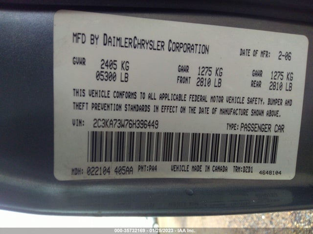 Chrysler 300 2006 2C3KA73W76H396449 Image 10