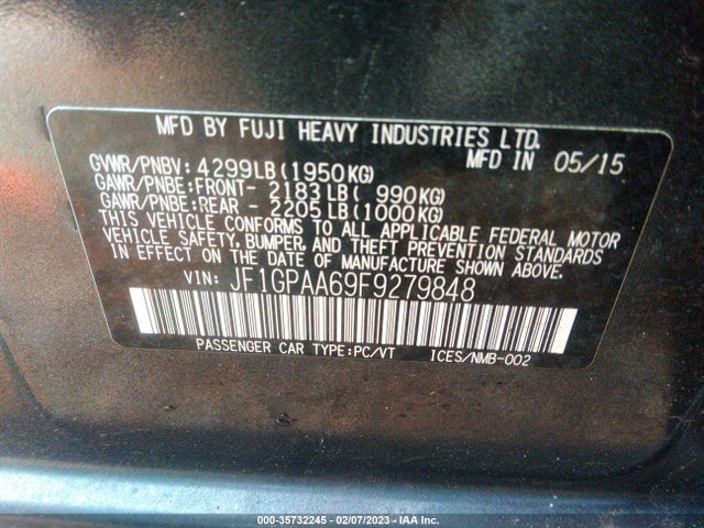 Subaru Impreza Wagon 2.0i 2015 JF1GPAA69F9279848 Image 11