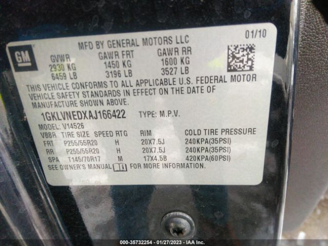 1GKLVNEDXAJ166422 GMC Acadia Slt2
