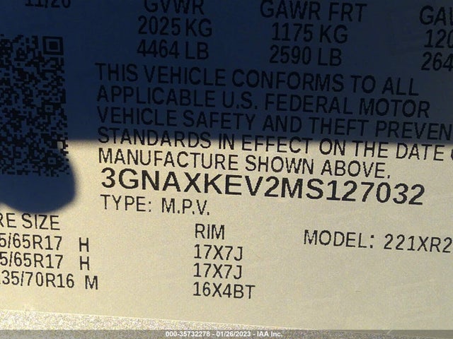 Chevrolet EQUINOX LT 2021 3GNAXKEV2MS127032 Image 9