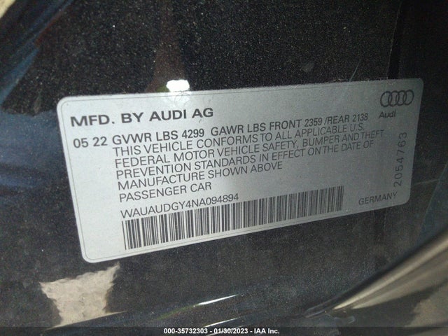 2022 Audi A3, VIN: WAUAUDGY4NA094894