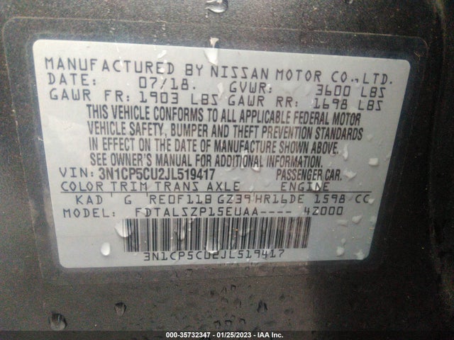 2018 Nissan Kicks, VIN: 3N1CP5CU2JL519417