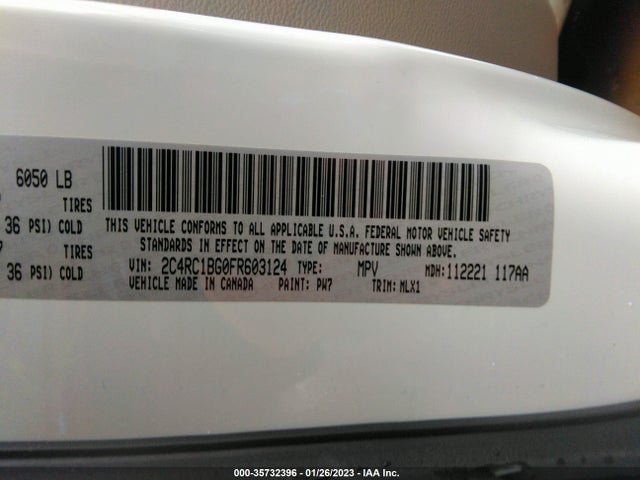 2C4RC1BG0FR603124 Chrysler Town & Country Touring