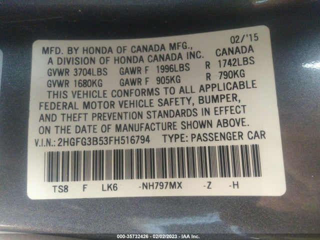 Honda Civic Coupe Lx 2015 2HGFG3B53FH516794 Image 10