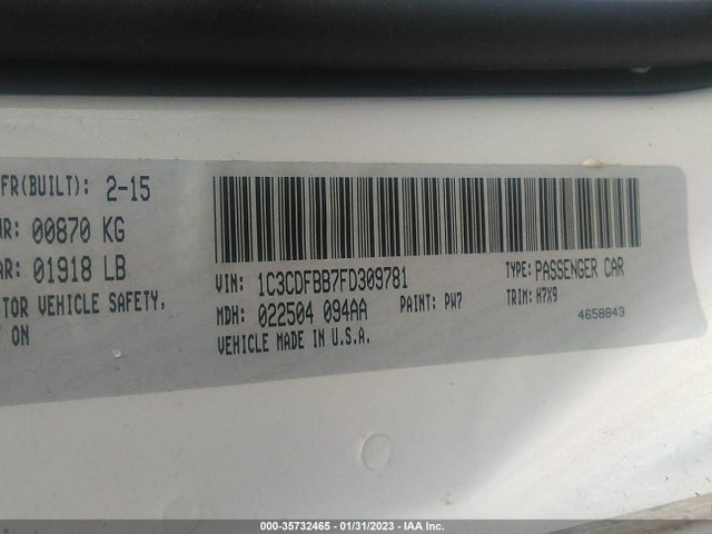Dodge DART SXT 2015 1C3CDFBB7FD309781 Image 9