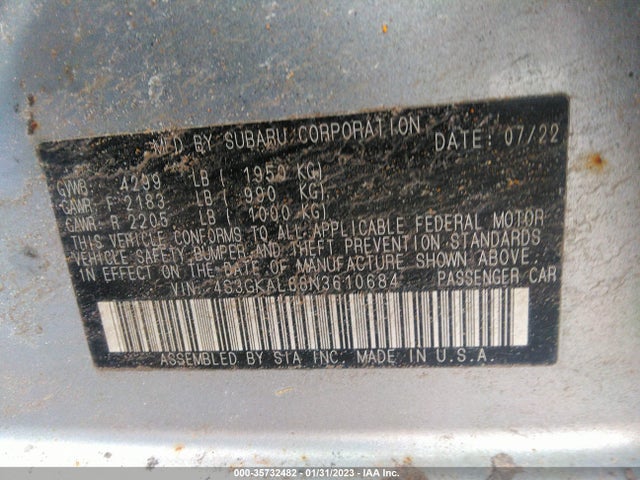 4S3GKAL68N3610684 Subaru Impreza Sport