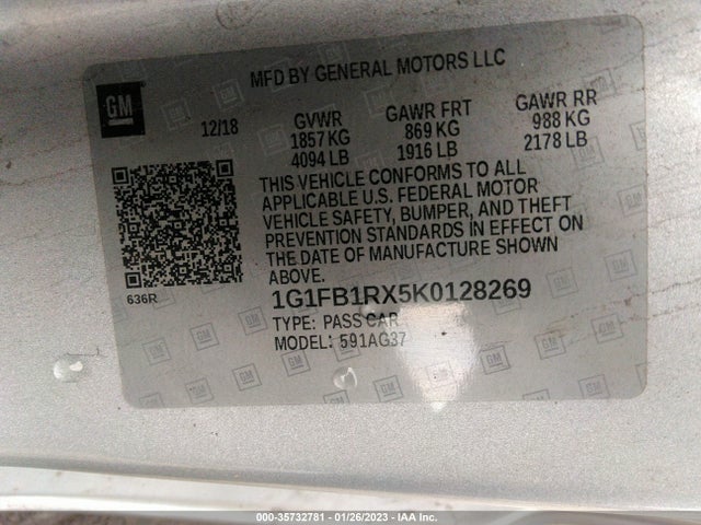Chevrolet Camaro 1ls 2019 1G1FB1RX5K0128269 Image 9