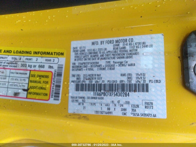 2015 Ford Mustang, VIN: 1FA6P8CFXF5430284