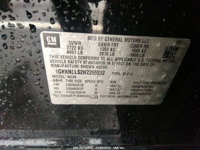 1GKKNLLS2HZ265832 GMC ACADIA SLE