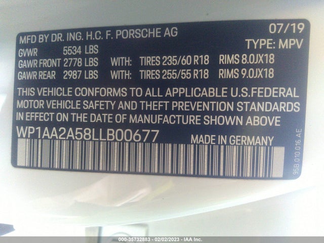 2020 Porsche Macan, VIN: WP1AA2A58LLB00677