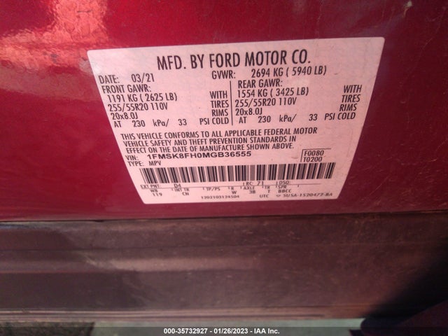 2021 Ford Explorer, VIN: 1FMSK8FH0MGB36555