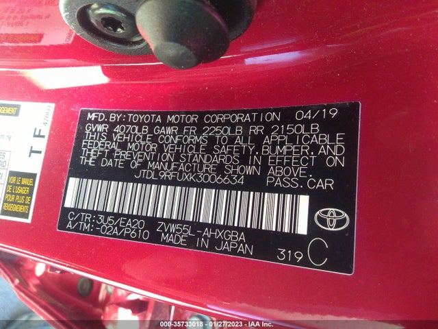 2019 Toyota Prius, VIN: JTDL9RFUXK3006634