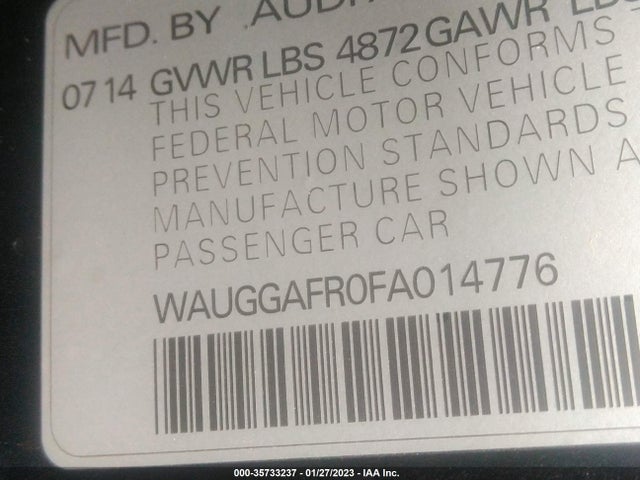 2015 Audi S5, VIN: WAUGGAFR0FA014776