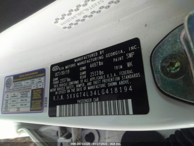 5XXGT4L34LG418194 KIA Optima S